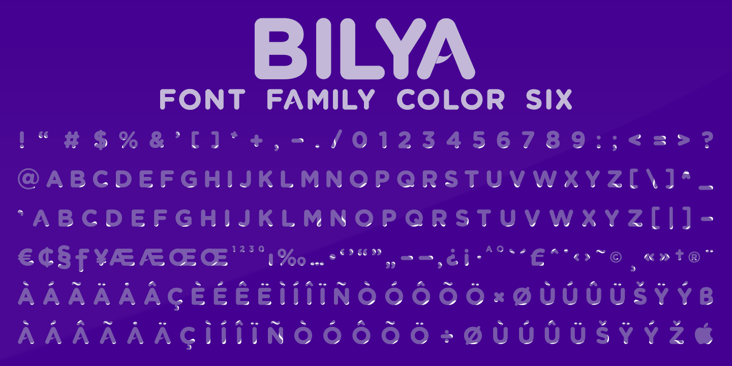 Beispiel einer Bilya Layered COLOR SIX-Schriftart